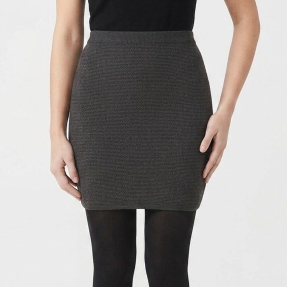 Eileen Fisher Charcoal Grey Merino Wool Knit Mini Skirt XS